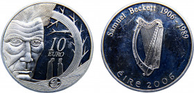 Ireland Republic 10 Euro 2006 (Mintage 40000) Centenary of Samuel Beckett's Birthday Silver 28.5g KM# 45