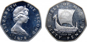 Isle of Man British crown dependency Elizabeth II 50 Pence 1979 PM (Mintage 5000) Manx Day of Tynwald, July 5 Silver 15.73g KM# 51a