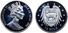 Isle of Man British crown dependency Elizabeth II 15 Ecus 1994 PM (Mintage 30000) Fantasy items Silver 10.24g KM# 711