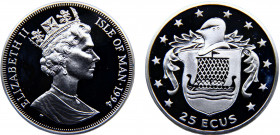 Isle of Man British crown dependency Elizabeth II 25 Ecus 1994 PM (Mintage 15000) Fantasy items Silver 19.23g KM# 712