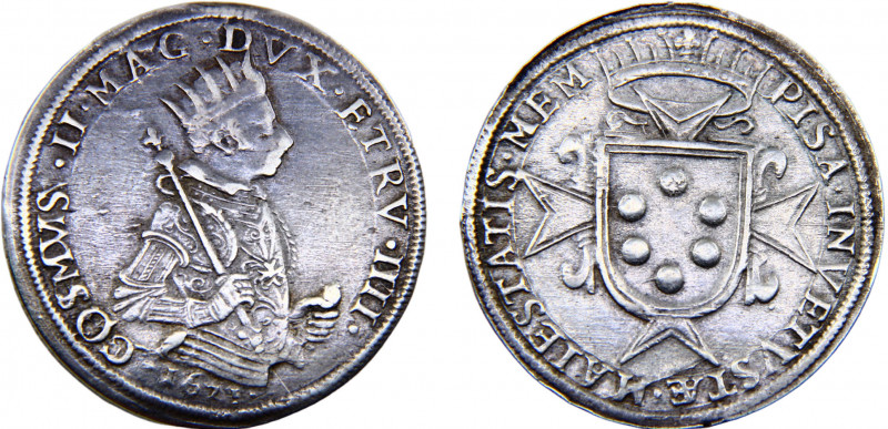 Italy States City of Pisa Cosimo II 1 Tallero 1621 Silver 28.02g KM#16.4