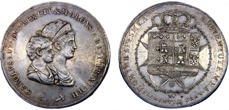 Italy States Kingdom of Etruria Charles Louis II & Maria Luisa 10 Lire 1803 (Min...