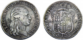 Italy States Kingdom of Naples Ferdinando IV 120 Grana 1795 P//M, A-P Silver 27.24g KM# 215