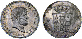 Italy States Kingdom of the Two Sicilies Ferdinando II 120 Grana 1857 4th portrait Silver 27.45g KM# 370