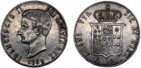 Italy States Kingdom of the Two Sicilies Francesco II 120 Grana 1859 Silver 27.5g KM# 381