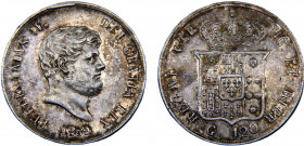 Italy States Kingdom of the Two Sicilies Ferdinando II 120 Grana 1859 4th portrait Silver 27.5g KM# 370