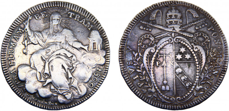 Italy States Papal States Pius VII 1 Scudo 1800//I Rome mint Silver 26.21g KM# 1...