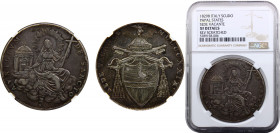 Italy States Papal States 1 Scudo 1829 B NGC XF, Sede Vacante Silver KM# 1303