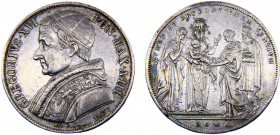 Italy States Papal States Gregory XVI 1 Scudo 1833//III R (Mintage 7750) "LVMEN AD REVELATIONEM GENTIVM" Silver 26.32g KM# 1315