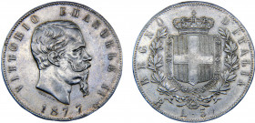 Italy Kingdom Vittorio Emmanuel II 5 Lire 1877 R Rome mint Silver 24.95g KM#8.4