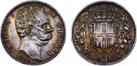 Italy Kingdom Umberto I 5 Lire 1879 R Rome mint Silver 24.88g KM# 20