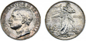 Italy Kingdom Vittorio Emanuele III 2 Lire 1911 R Rome mint 50th Anniversary of the Kingdom of Italy Silver 10g KM# 52