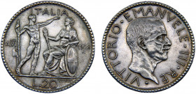 Italy Kingdom Vittorio Emanuele III 20 Lire 1928 R Rome mint Silver 14.89g KM# 69