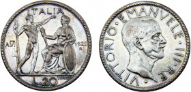 Italy Kingdom Vittorio Emanuele III 20 Lire 1928 R Rome mint Silver 14.82g KM# 69