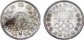 Japan State Shōwa 1000 Yen S39 (1964) 1964 Summer Olympics, Tokyo Silver 20g Y# 80