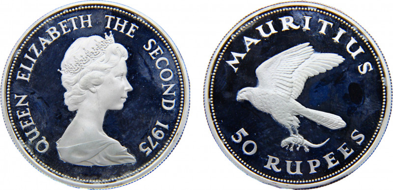 Mauritius British crown colony Elizabeth II 50 Rupees 1975 (Mintage 9513) Maurit...