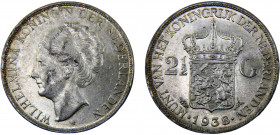 Netherlands Kingdom Wilhelmina 2 1/2 Gulden 1938 Utrecht mint Silver 25g KM# 165