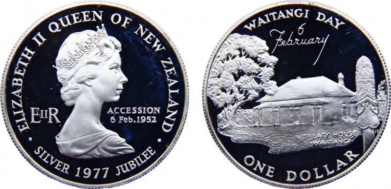 New Zealand State Elizabeth II 1 Dollar 1977 Royal mint(Mintage 15000) Queen's S...