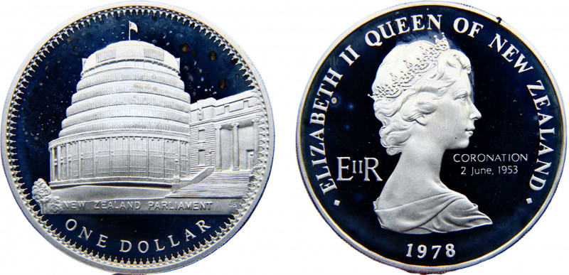 New Zealand State Elizabeth II 1 Dollar 1978 Ottawa mint(Mintage 18000) 25th ann...