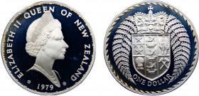 New Zealand State Elizabeth II 1 Dollar 1979 Ottawa mint(Mintage 19000) Berry Portrait Silver 27.11g KM# 48a
