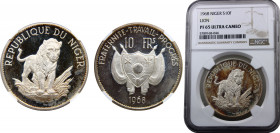 Niger Republic 10 Francs 1968 (Mintage 1000) NGC PF65 Lion Silver 24.54g KM# 8.1