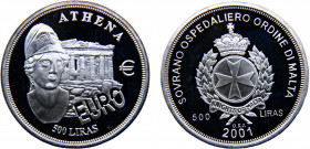 Order of Malta 500 Liras 2001 Fantasy items, Athena Silver 31.2g
