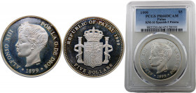 Palau Republic 5 Dollars 1999 PCGS PR66 Spanish 5 Peseta Silver 25g KM# 16