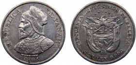Panama Republic 50 Centesimos 1904 Philadelphia mint Silver 24.95g KM# 5