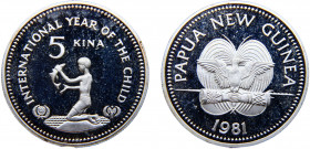 Papua New Guinea Constitutional Monarchy Elizabeth II 5 Kina 1981 (Mintage 8775) International Year of the Child Silver 26.73g KM# 18