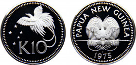 Papua New Guinea Constitutional Monarchy Elizabeth II 10 Kina 1975 FM The Franklin Mint(Mintage 79000) Silver 42.3g KM# 8a