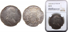 Peru Spanish colony Fernando VII 8 Reales 1818 LIMA JP Lima mint NGC AU55 Silver KM# 117