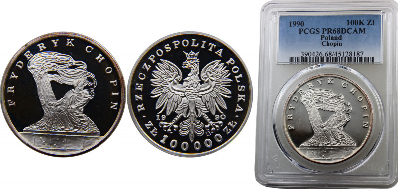 Poland Third Republic 100000 Złotych 1990 (Mintage 10000) PCGS PR68 Fryderyk Cho...