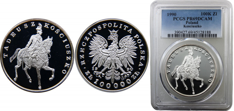 Poland Third Republic 100000 Złotych 1990 (Mintage 10000) PCGS PR69 Tadeusz Kośc...