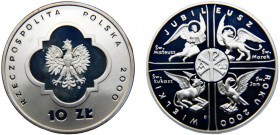 Poland Third Republic 10 Złotych 2000 MW Warsaw mint(Mintage 40000) The Great Jubilee of the Year 2000 Silver 14.3g Y# 380
