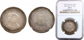 Portugal Kingdom Carlos I 500 Reis 1898 NGC MS64, 400th Anniversary of the Discovery of India Silver KM# 538