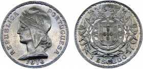 Portugal First Republic 1 Escudo 1916 Original Brightness Silver 24.98g KM# 564