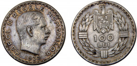 Romania Kingdom Carol II 100 Lei 1932 Heaton's mint Silver 14g KM# 52
