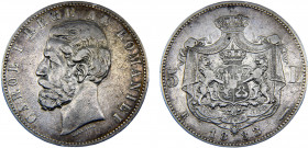 Romania Kingdom Carol I 5 Lei 1883 B Bucharest mint Silver 24.61g KM# 17