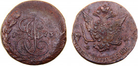 Russia Empire Ekaterina II 5 Kopecks 1773 ЕМ Ekaterinburg mint Copper 51.59g C#59.3