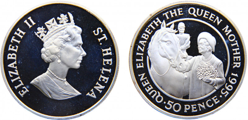 Saint Helena British colony Elizabeth II 50 Pence 1995 (Mintage 10000) 95th Anni...