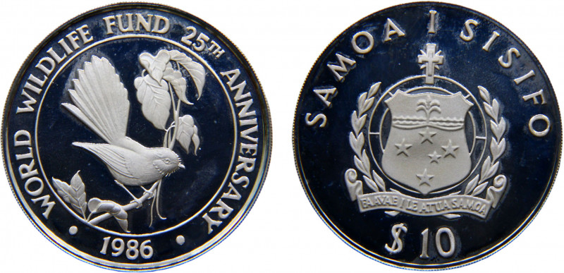 Samoa Constitutional Monarchy 10 Tala 1986 (Mintage 25000) 25th Anniversary of t...