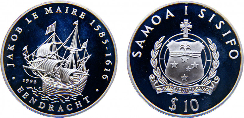 Samoa Constitutional Monarchy 10 Tala 1996 Jakob le Maire Silver 31.41g KM# 114...