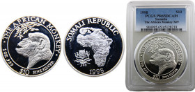 Somalia 10 Dollars 1998 Top Pop PCGS PR65 The African Monkey Silver 31.1g X# 9