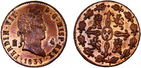Spain Kingdom Fernando VII 4 Maravedis 1833 Segovia mint Copper 5.11g KM# 489