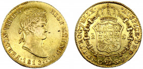 Spain Kingdom Fernando VII 2 Escudos 1813 C SF Catalunya (Mallorca) mint laureate bust, Rare Gold 6.68g KM# 469