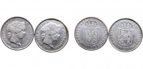 Spain Kingdom Isabel II 40 Centimos de Escudo 1866 Madrid mint 2 Lots Silver 5.2g KM#628.2