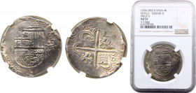 Spain Kingdom Philip II 4 Reales ND (1556-1598) SD Seville mint NGC AU53 Silver Cal# 387