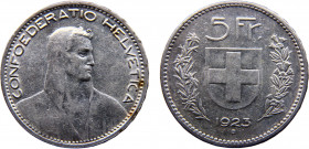 Switzerland Federal State 5 Francs 1923 B Bern mint Herdsman Silver 25g KM# 37