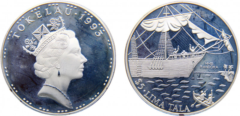 Tokelau New Zealand Territory Elizabeth II 5 Tala 1993 (Mintage 15000) HMS Pando...