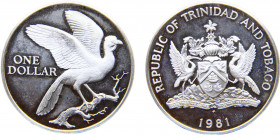 Trinidad and Tobago Republic 1 Dollar 1981 FM The Franklin Mint(Mintage 898) Ortalis ruficauda Silver 21.28g KM# 34a